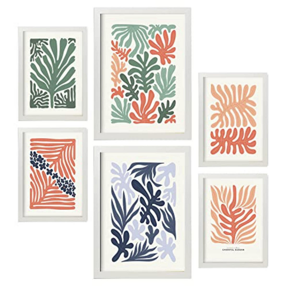 POSTER Set Mit 6 Minimalistischen In Pastellfarben Pflanzenmuster Drucke Von Landschaften Und Natur Für Innenarchitektur A3 & A4 Weißer Rahmen - Weiß, Papier (29/3cm) - Nacnic