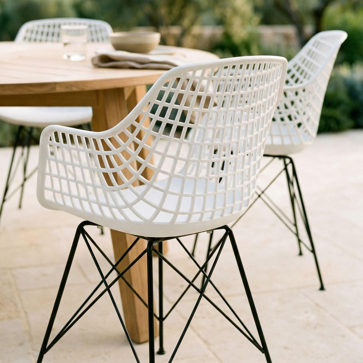 GARTENSTÜHLE ALICANTE 4er-Set weiß - Weiß, Textil (59/87/54cm) - IDIMEX