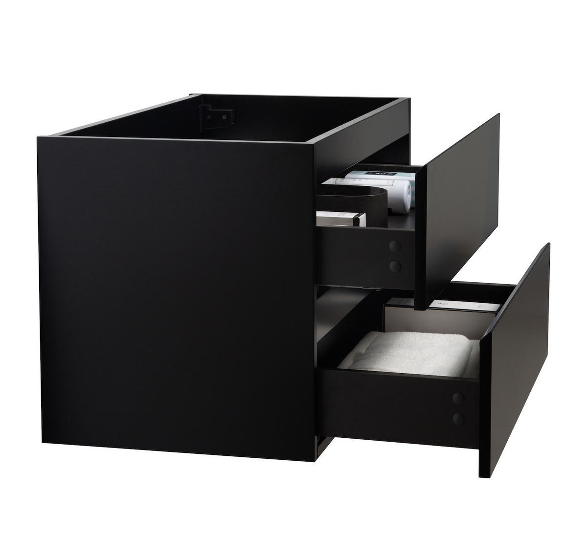 WASCHBECKENUNTERSCHRANK Angela 2 Schubladen Schwarz Matt - 80 x 48 x 50 cm - Schwarz, Holz (80/50/48cm) - Badplaats