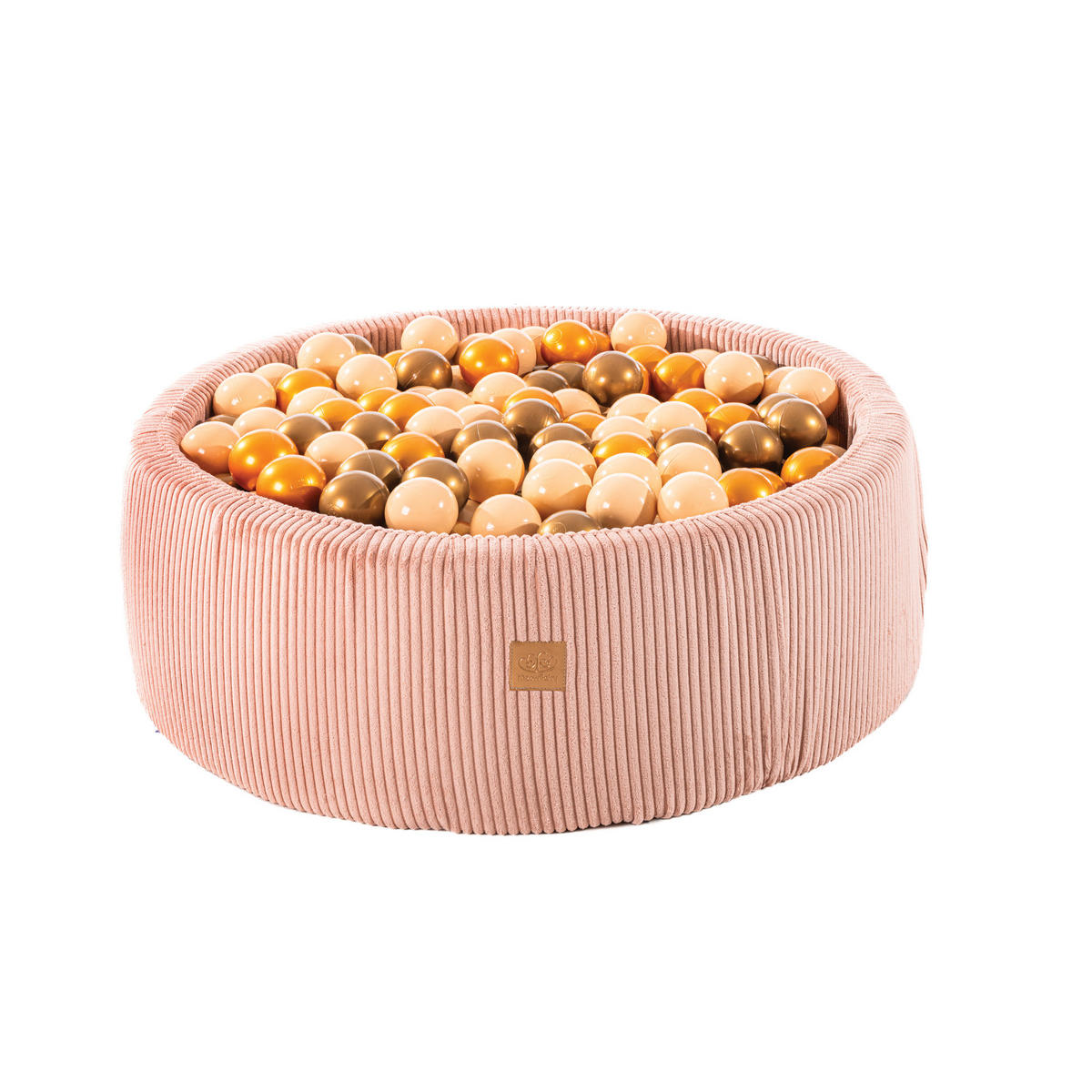 BÄLLEBAD für Kinder, Cord, Rosa - Beige/Goldfarben, Textil (90/90/30cm) - MeowBaby