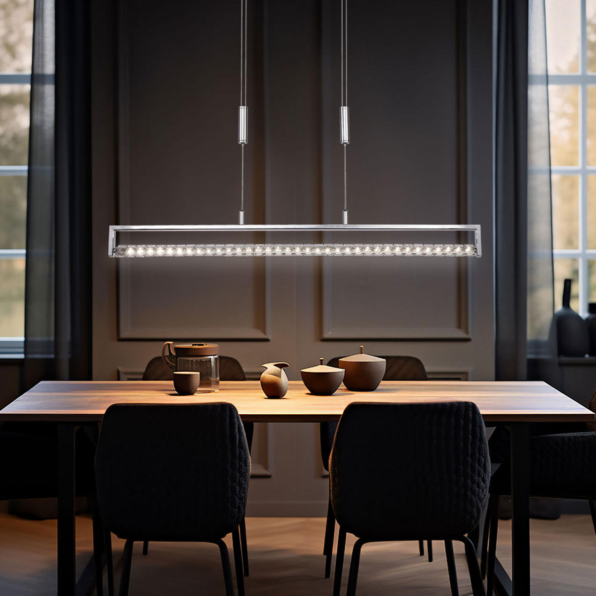 LED HÄNGELEUCHTE Kristalloptik Silber - Silberfarben, Metall (99/6/180cm) - Globo Lighting