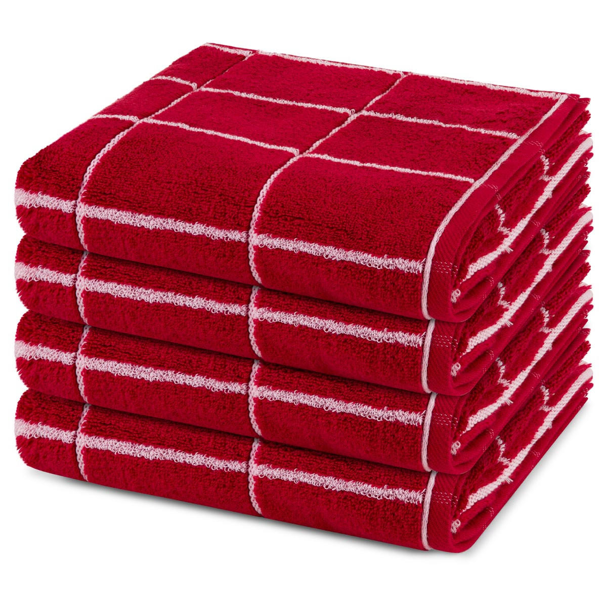 HANDTUCH Sensual Skin Karo 4er-Set - Rot, Textil (50/100cm) - Ross