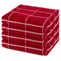 HANDTUCH Sensual Skin Karo 4er-Set - Rot, Textil (50/100cm) - Ross