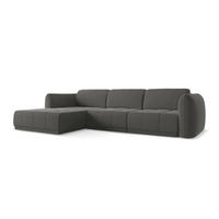 ECKSOFA Links Samt Stoff Grau - Dunkelgrau/Schwarz, Kunststoff/Textil (170/290cm) - Makamii