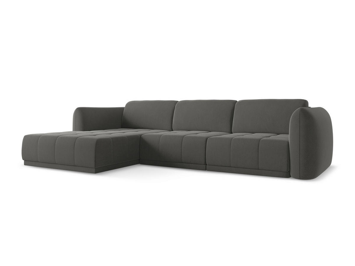 ECKSOFA Links Samt Stoff Grau - Dunkelgrau/Schwarz, Kunststoff/Textil (170/290cm) - Makamii