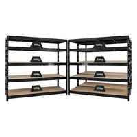 SCHWERLASTREGAL Rhino 3er-Set mit 3x 180x200x60 cm 5 Spanplatten-Ebenen 8mm Fachlast 500 kg Schwarz - Schwarz, Metall (600/180/60cm) - PROREGAL
