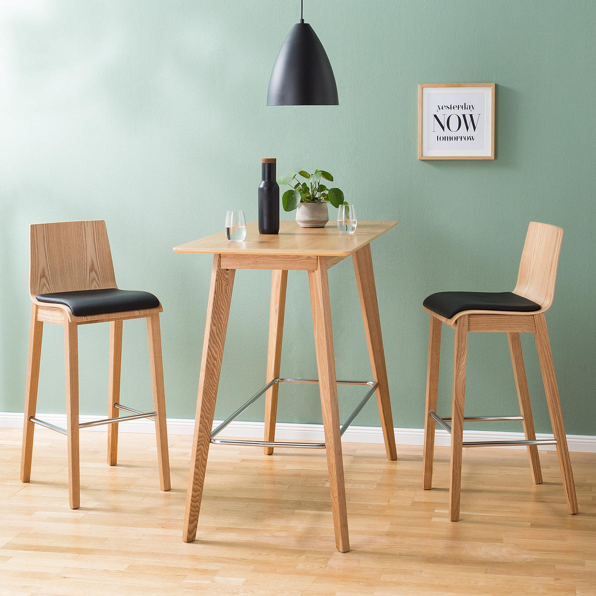 BARSTUHL - 2er-Set - Kunstleder / Esche teilmassiv - Beige, Holz/Kunststoff (42/103/49cm) - home24