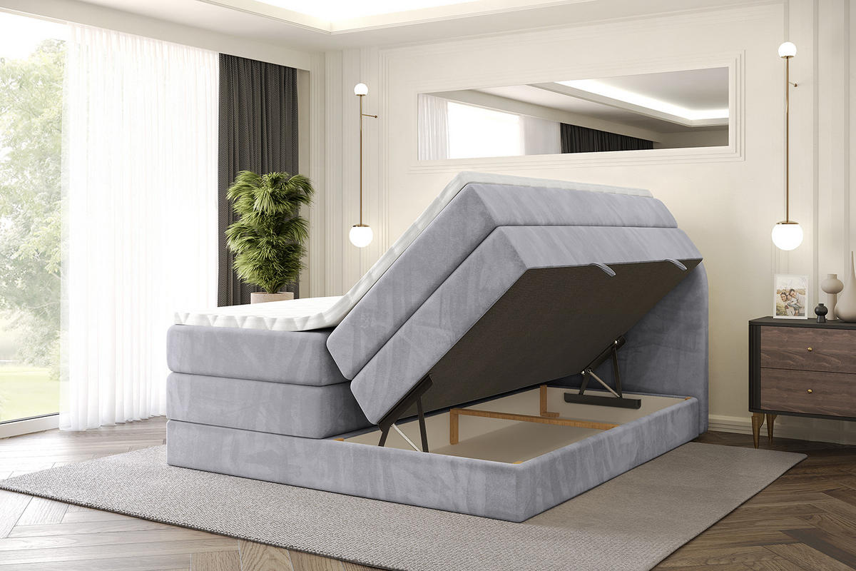 BOXSPRINGBETT mit Matratze und Lattenrost - NOX KING-120x200 - Grau Monolith - Grau, Holzwerkstoff (120/200cm) - ALTDECOR