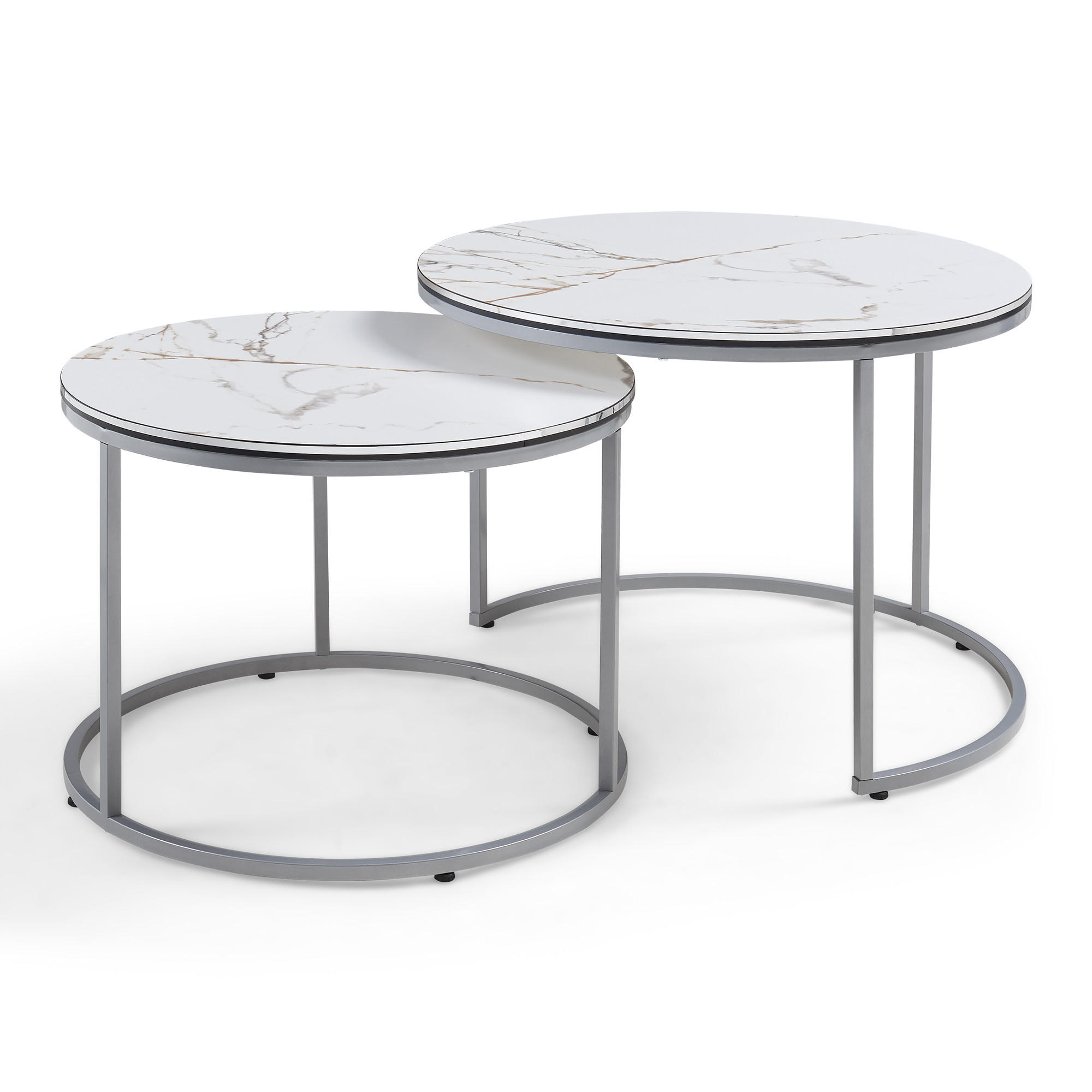 SADA KONFERENČNÍCH STOLKŮ Skagen 2dílná 70/70/50 cm - bílá, kompozitní dřevo (70/70/50cm) - [en.casa]