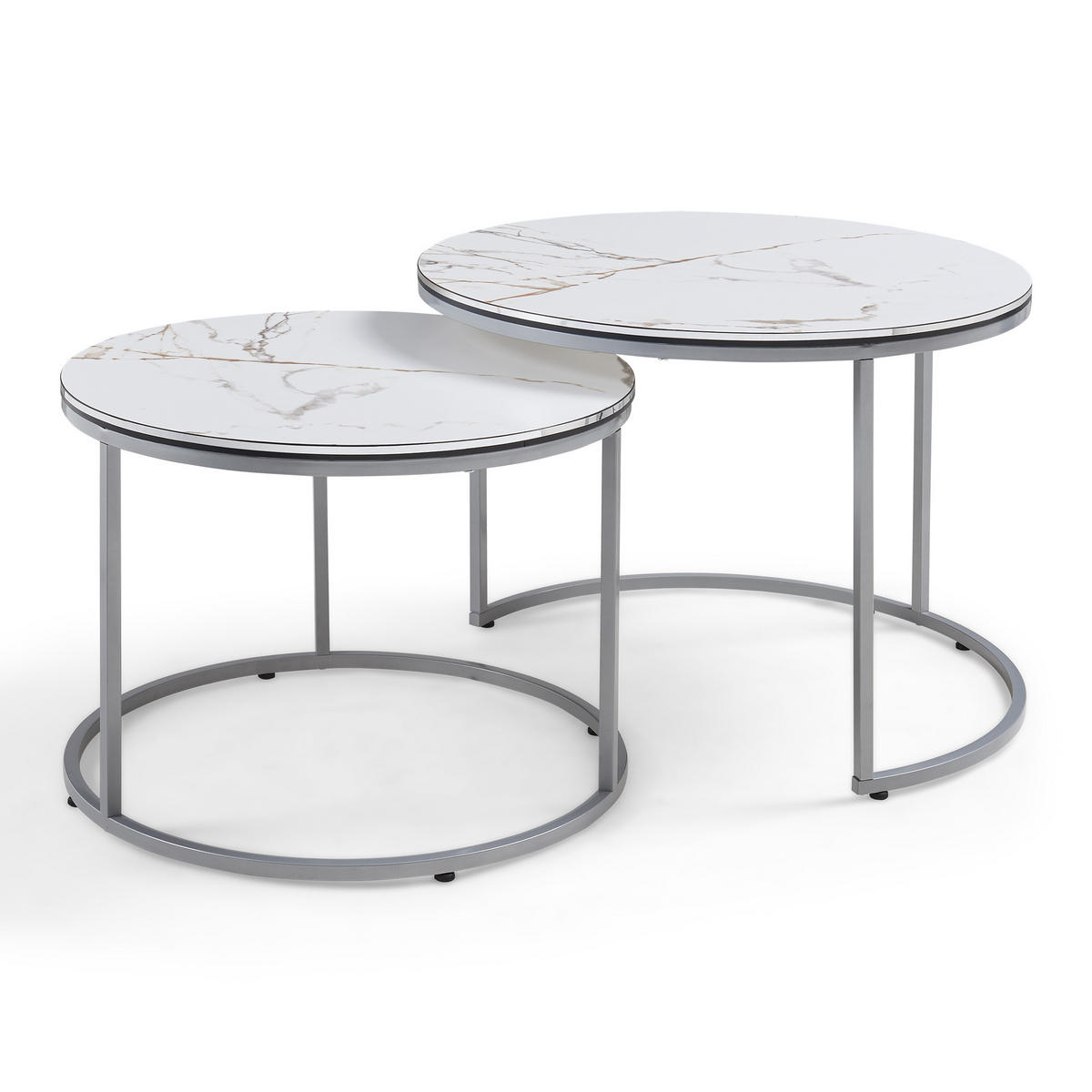 SADA KONFERENČNÍCH STOLKŮ Skagen 2dílná 70/70/50 cm - bílá, kompozitní dřevo (70/70/50cm) - [en.casa]