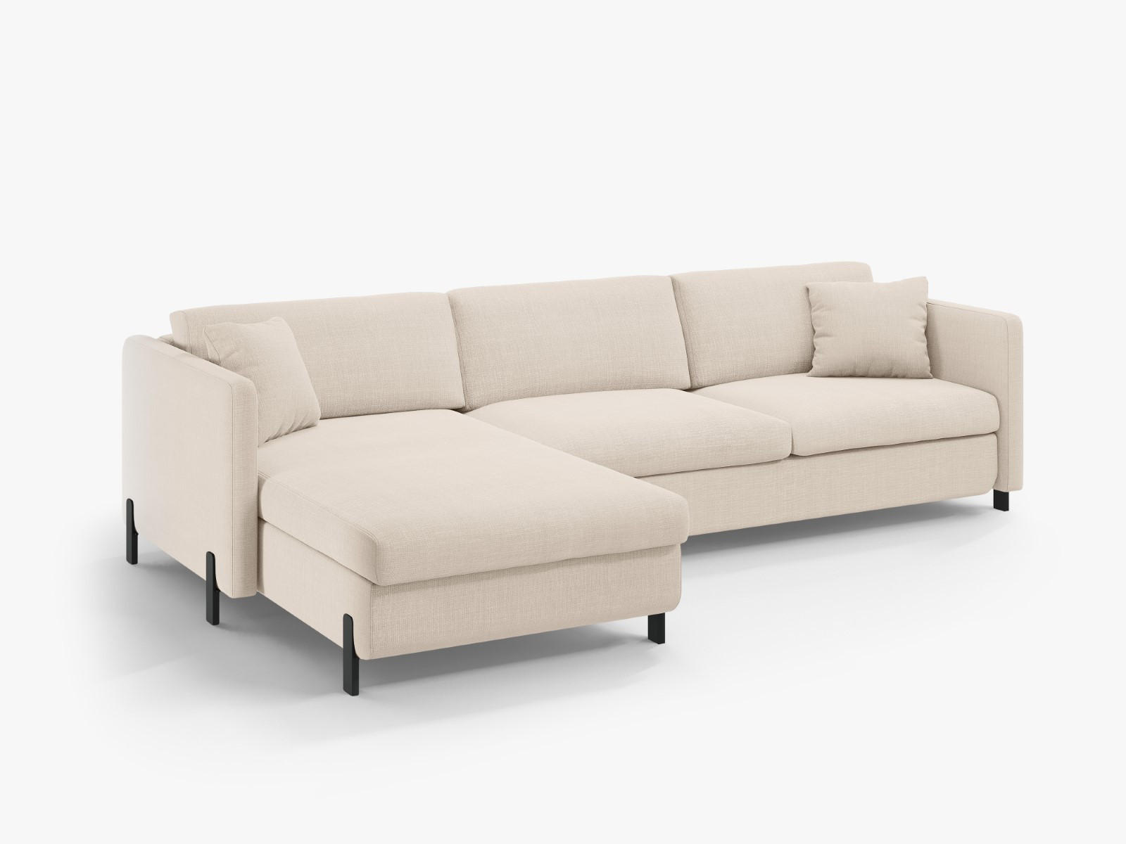 ECKSOFA ausklappbar links mit Container Gloria aus strukturiertem Stoff beige 5 Sitzplätze - Beige, Textil (170/280cm) - Micadoni