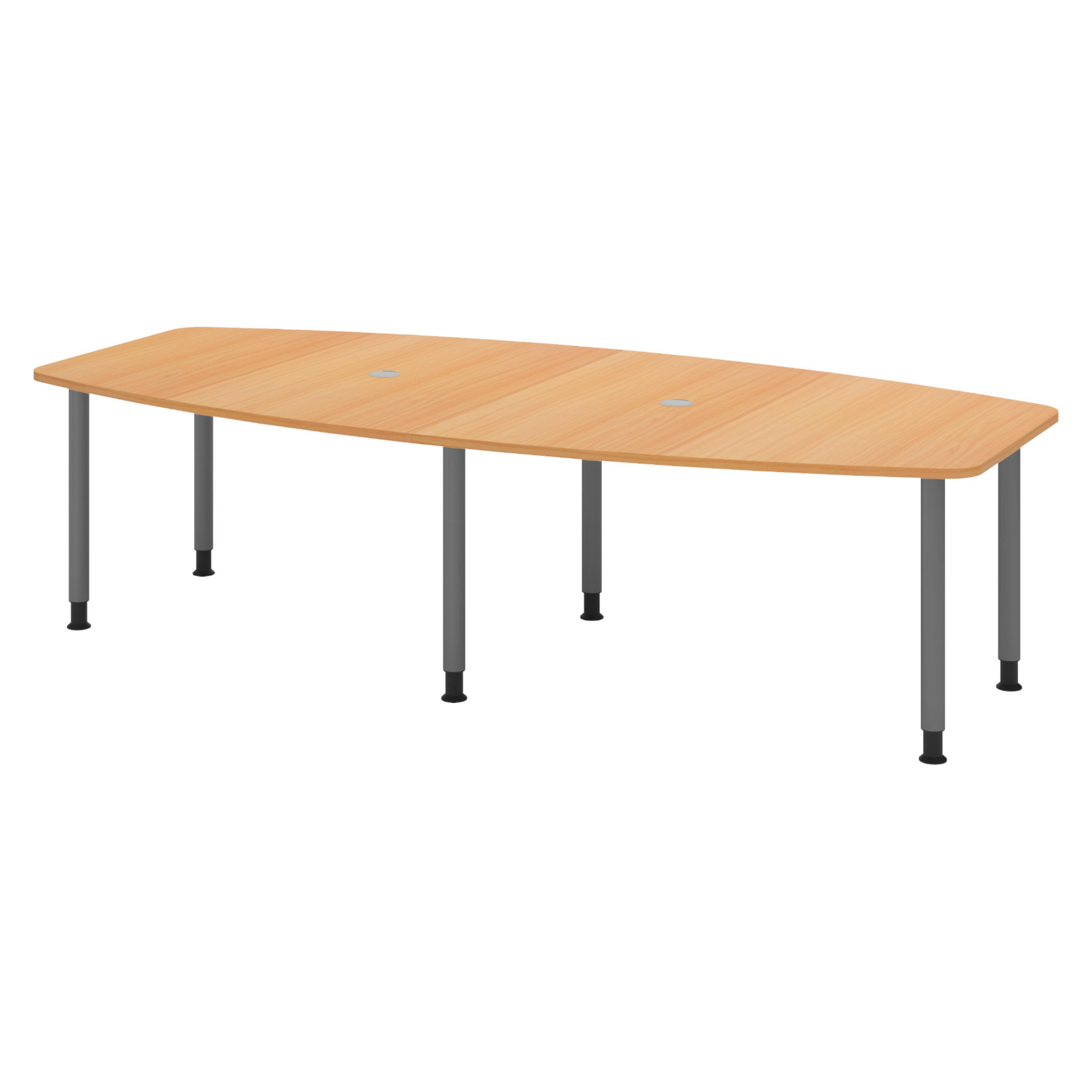 KONFERENZTISCH mittel KT28 130/280/74 cm in Buchefarben/Füße in Graphitfarben - Buchefarben/Graphitfarben, Holzwerkstoff (130/280/74cm) - bümö