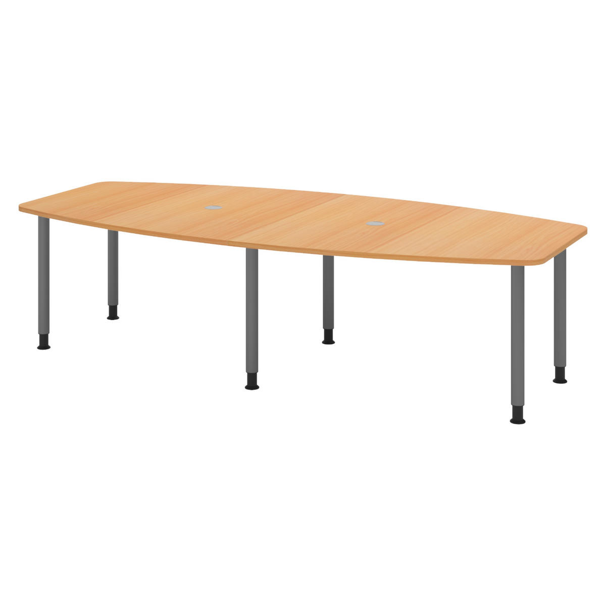 KONFERENZTISCH mittel KT28 130/280/74 cm in Buchefarben/Füße in Graphitfarben - Buchefarben/Graphitfarben, Holzwerkstoff (130/280/74cm) - bümö