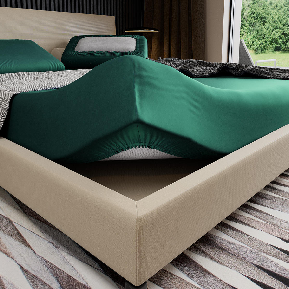 SATINBETTLAKEN aus Baumwolle mit Gummizug - Grün, Textil (120/200cm) - Mr Mattress
