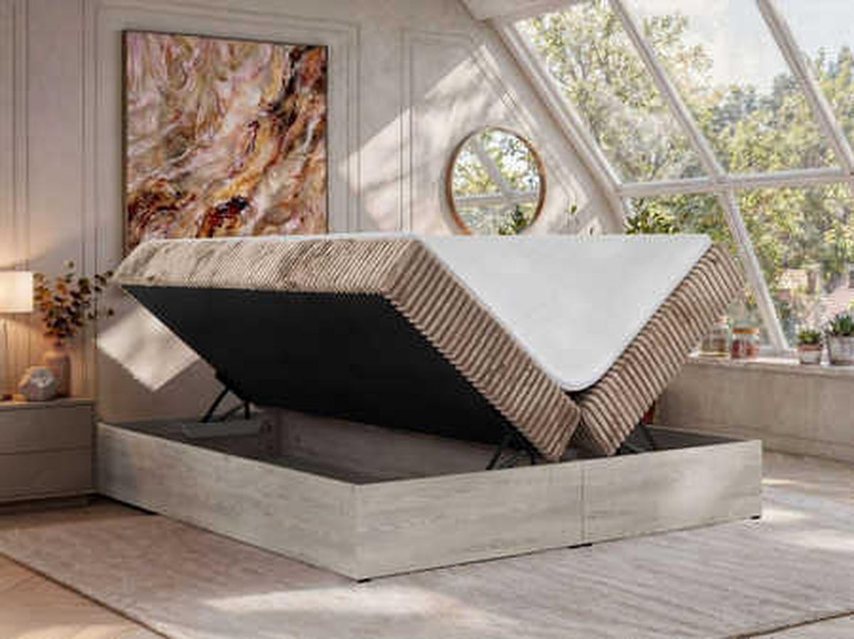 POSTEL BOXSPRING NORDIC ZERO 140/200 - Hnědá Manšestr - Topper Visco - H3 - černá/hnědá, textil/plast (140/200cm) - MKS