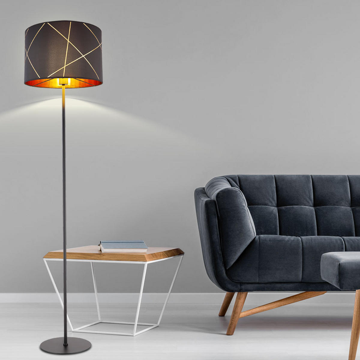 LED STEHLEUCHTE Metall Schwarz-Gold - Schwarz, Metall (38/38/151cm) - Globo Lighting