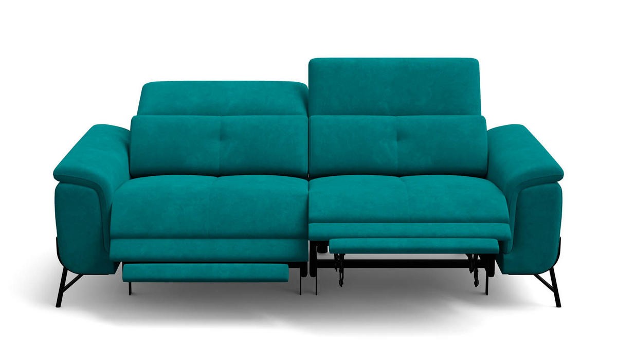 SOFA RELAX AVENA 3-Sitzer, dunkelgrüner Veloursstoff - Dunkelgrün/Schwarz, Holz/Textil (204/80/108cm) - Wozimo