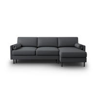 AUSKLAPPBARES-ECKSOFA rechts mit Container Scott aus strukturiertem Stoff dunkelgrau 5 Sitzplätze - Dunkelgrau, Textil (142/212cm) - Micadoni