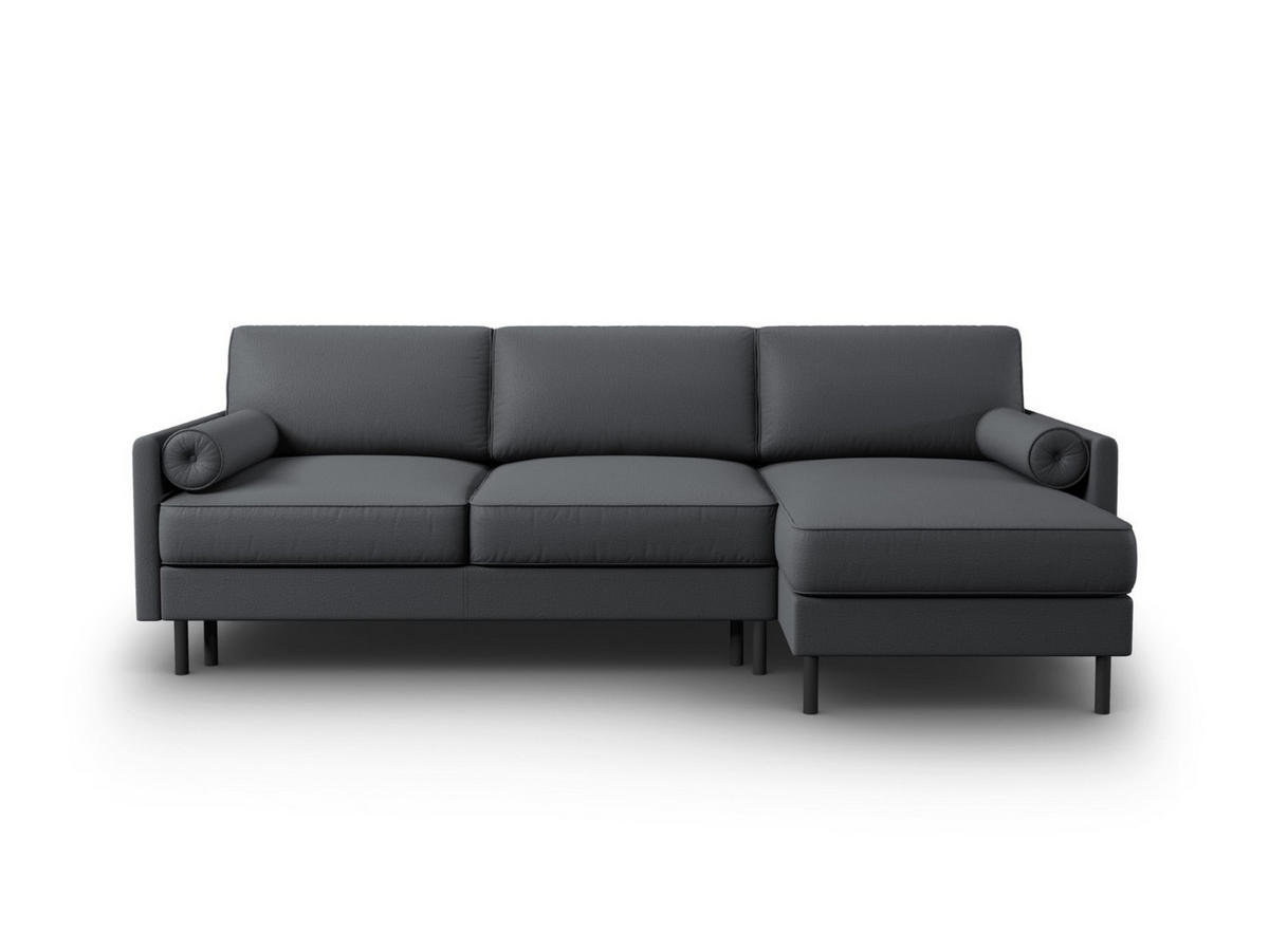 AUSKLAPPBARES-ECKSOFA rechts mit Container Scott aus strukturiertem Stoff dunkelgrau 5 Sitzplätze - Dunkelgrau, Textil (142/212cm) - Micadoni