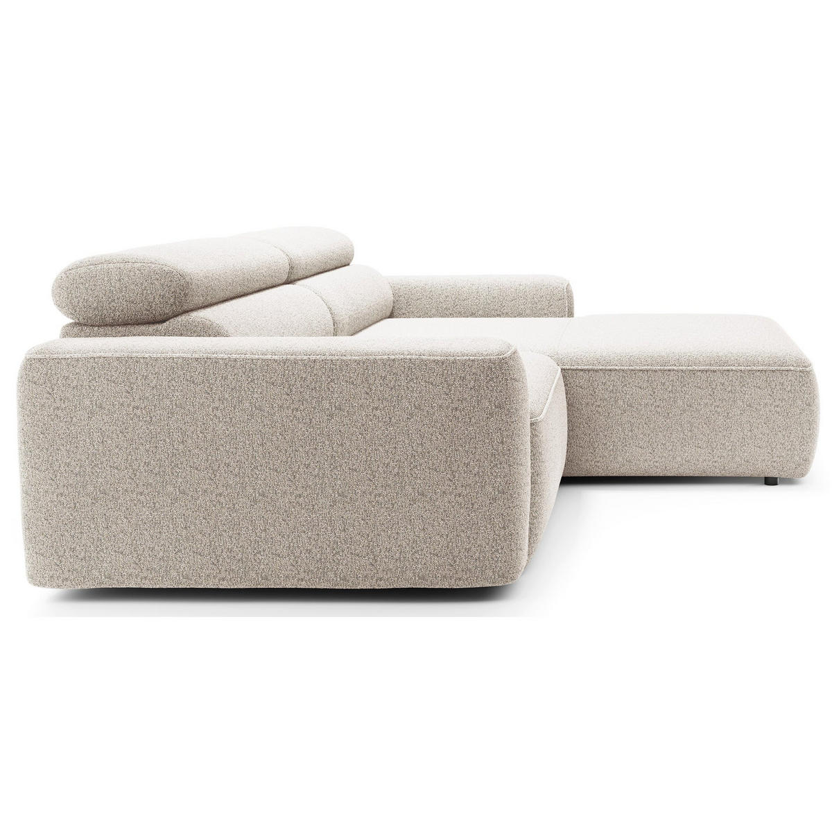 ECKSOFA Fando mit Schlaffunktion, L-Form, 4-Sitzer 252 cm, rechts Flechtstoff Hellbeige - Ecru/Schwarz, Holz/Kunststoff (182/252cm) - Selsey
