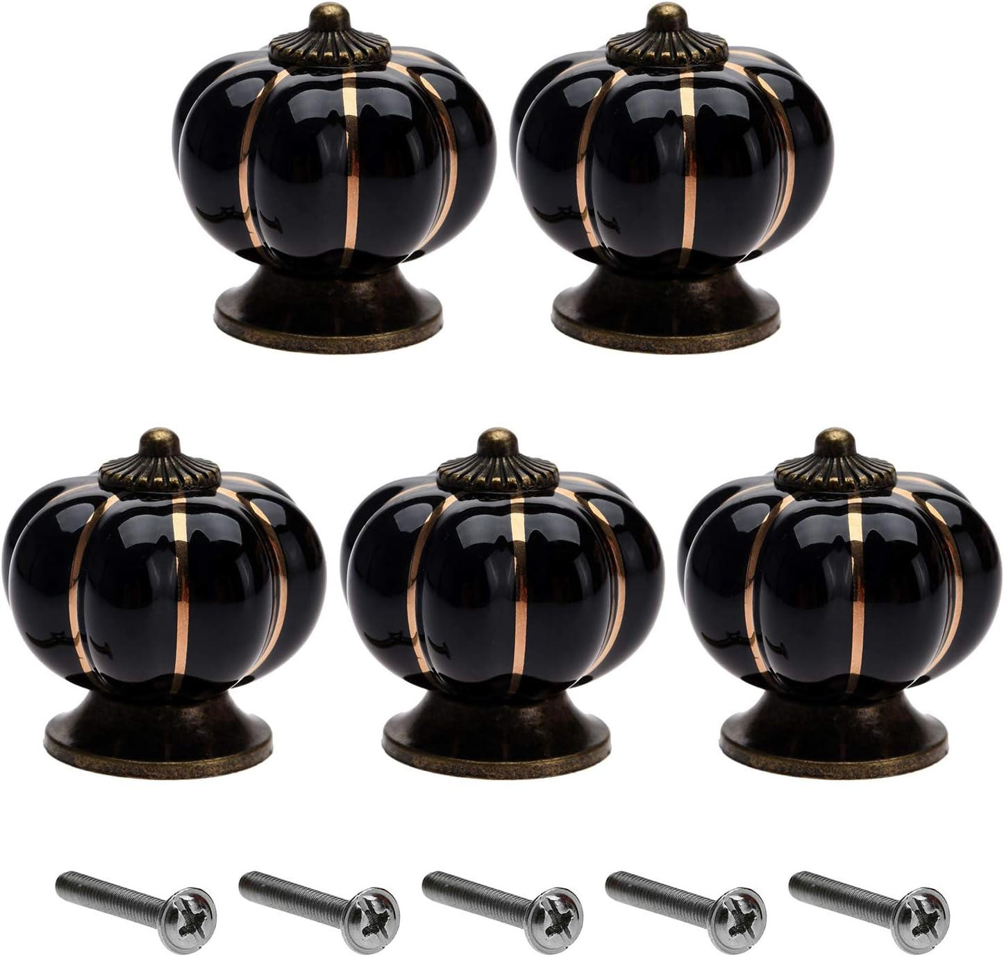 SCHRANKKNOPF Keramik 5er-Set 40 mm - Schwarz, Metall (4/4/4cm)