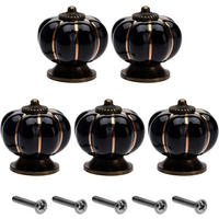 SCHRANKKNOPF Keramik 5er-Set 40 mm - Schwarz, Metall (4/4/4cm)