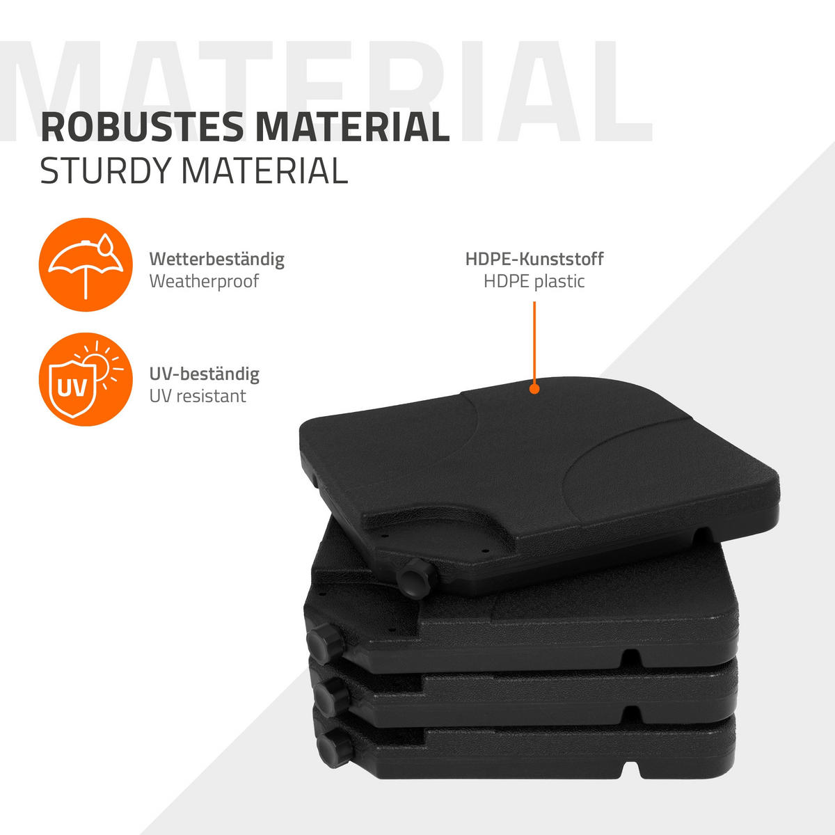 SCHIRMGEWICHT für Ampelschirm 4-teilig Schwarz aus Kunststoff - Schwarz, Kunststoff (105/51cm) - ML-DESIGN