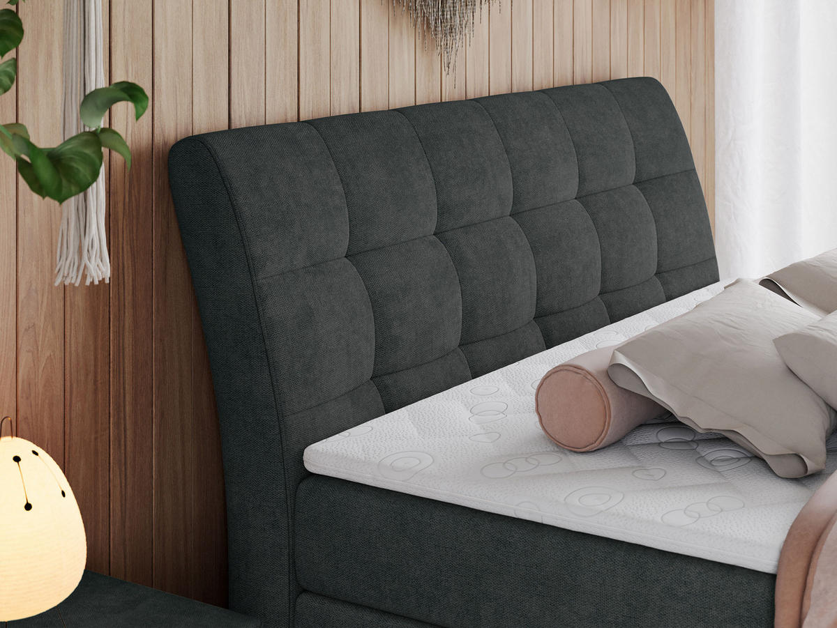 BOXSPRINGBETT GOLD-10 KING 140/200 Dunkelgrau Struktur - H3 - Dunkelgrau, Holz/Textil (140/200cm) - MKS