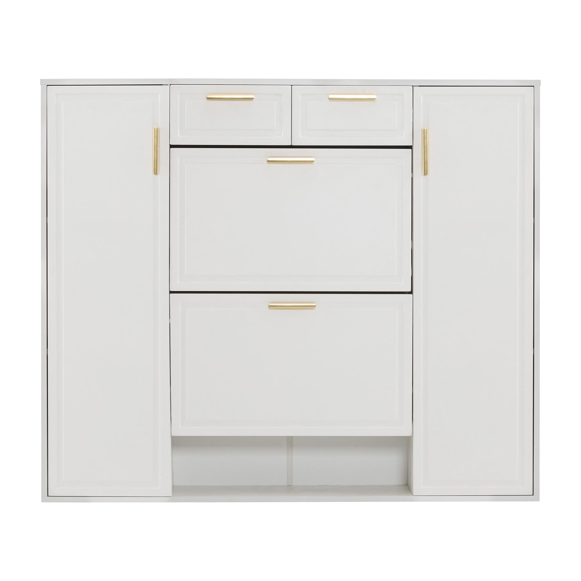 SCHUHSCHRANK White 120/24/107 cm - Weiß, Holzwerkstoff (120/107/24cm) - PANGIVO