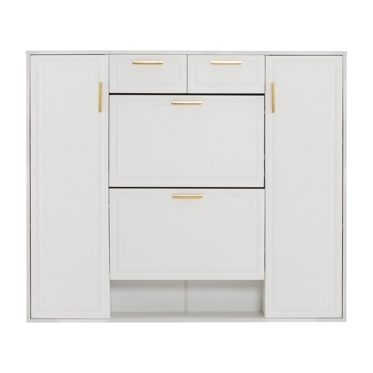 SCHUHSCHRANK Modern Goldgriffe Weiß 120x24x107cm - Weiß, Holzwerkstoff (24/107/120cm) - FLIEKS