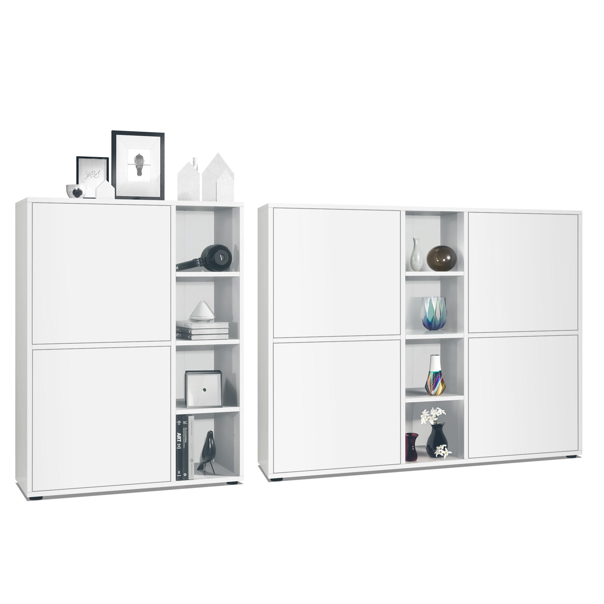 WOHNZIMMERSET Miami Weiß matt - Weiß, Holzwerkstoff (214.5/105.5/35.5cm) - Vladon