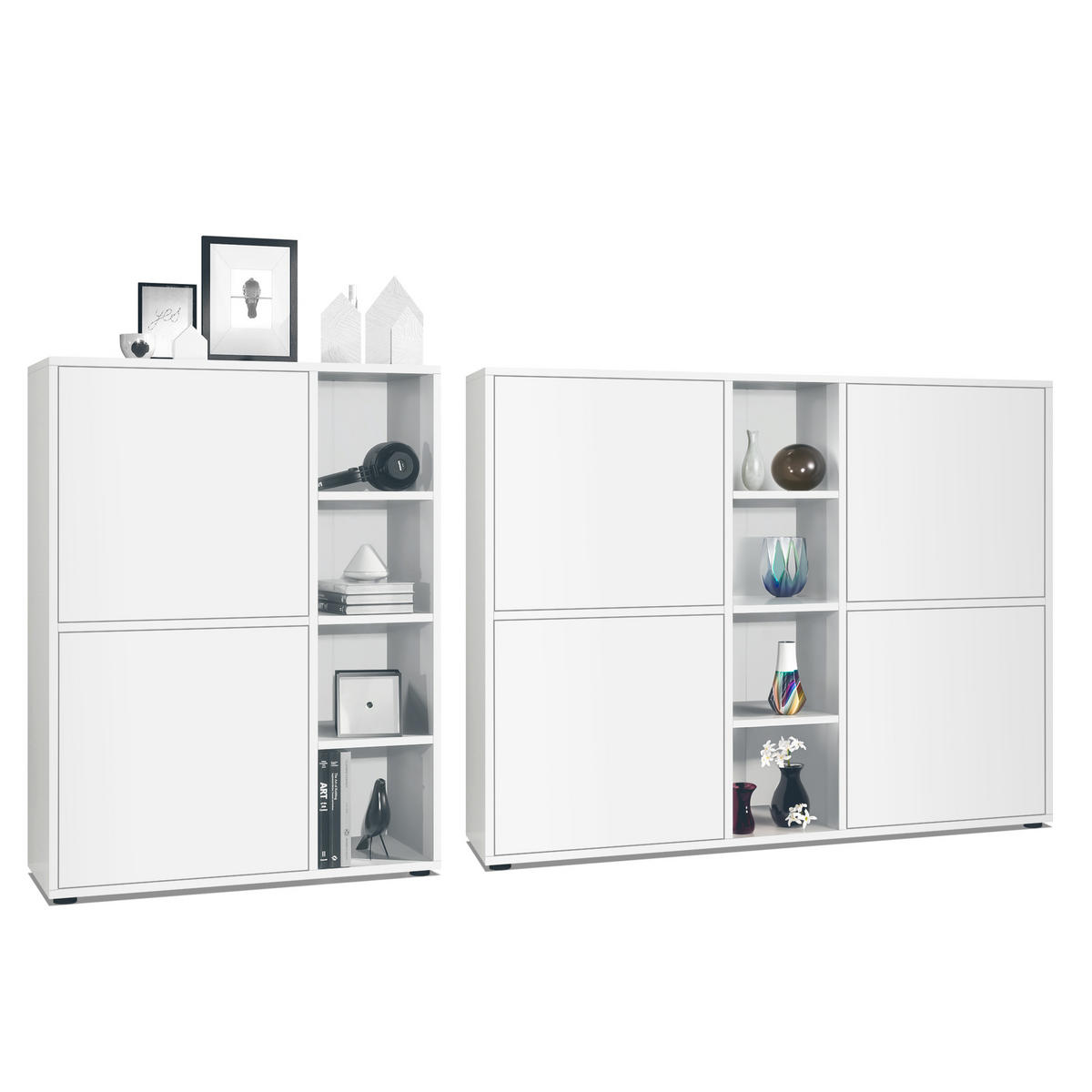 WOHNZIMMERSET Miami Weiß matt - Weiß, Holzwerkstoff (214.5/105.5/35.5cm) - Vladon