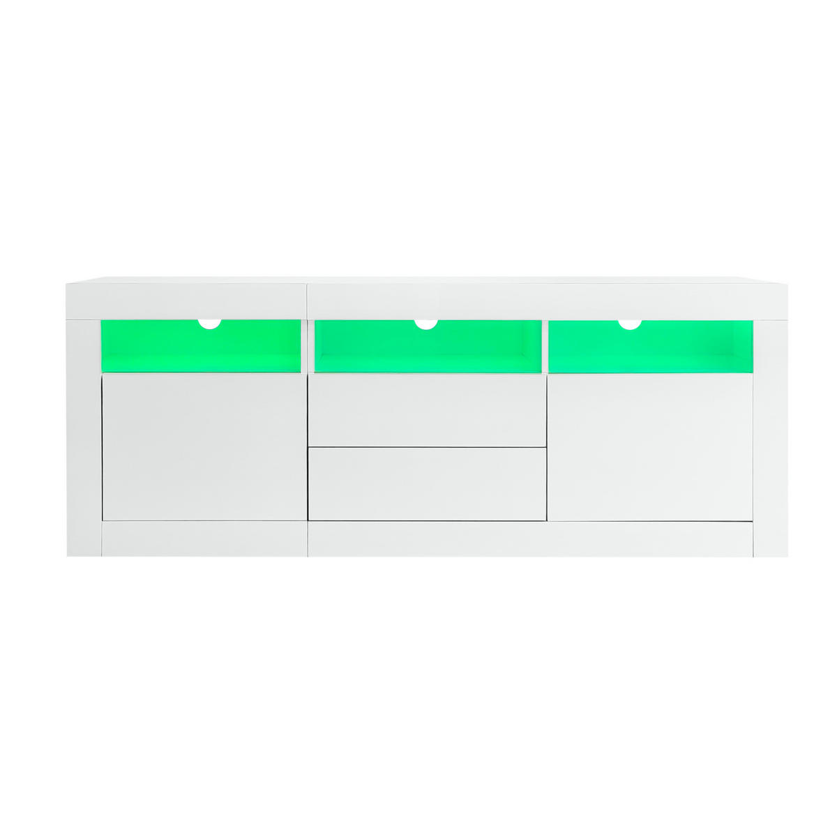 TV-SCHRANK mit Weiß Hochglanzfront, LED und Stauraum 160/35/60 cm - Weiß, Holzwerkstoff (160/60/35cm) - Redom