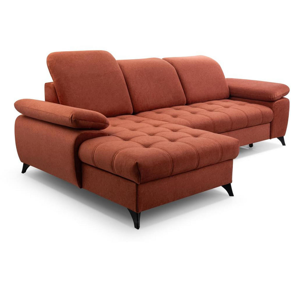 ECKSCHLAFSOFA Bello dunkelrot links - Schwarz/Dunkelrot, Textil (265/156cm) - Beautysofa