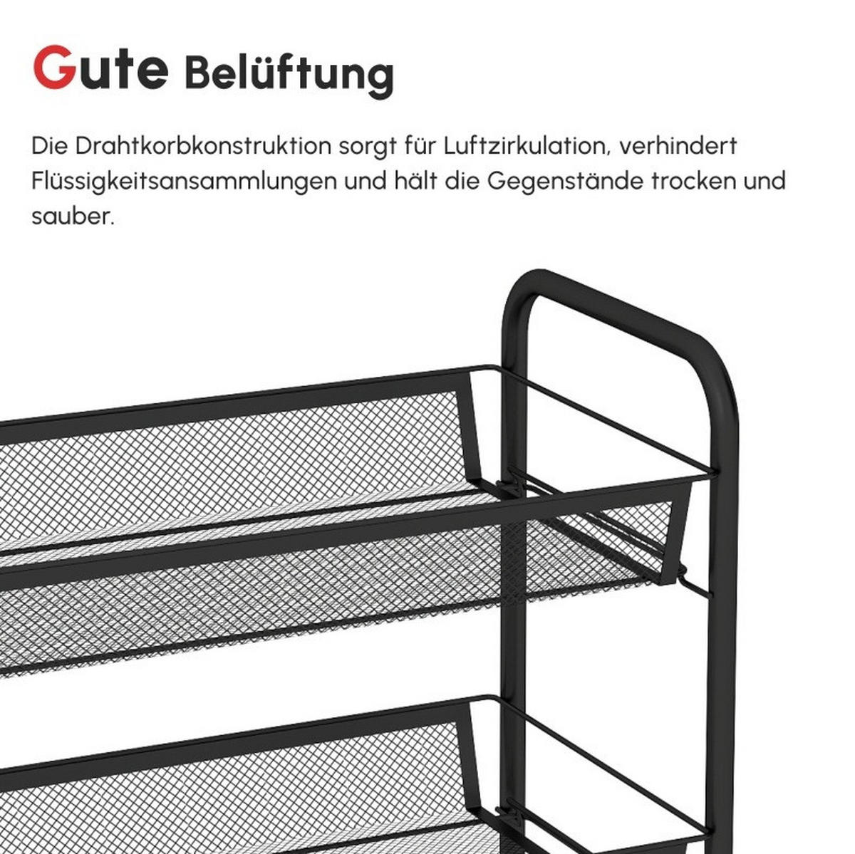 SERVIERWAGEN 45/26,5/106 cm mit 5 Ebenen und Rollen in Schwarz - Schwarz, Metall (45/106/26.5cm) - BEAOK