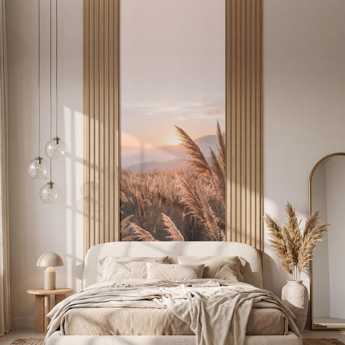 TAPETE - Gras - Feld - Sonne - Natur - 100x300 cm - Sandfarben, Papier (100/300cm) - OnlyWow