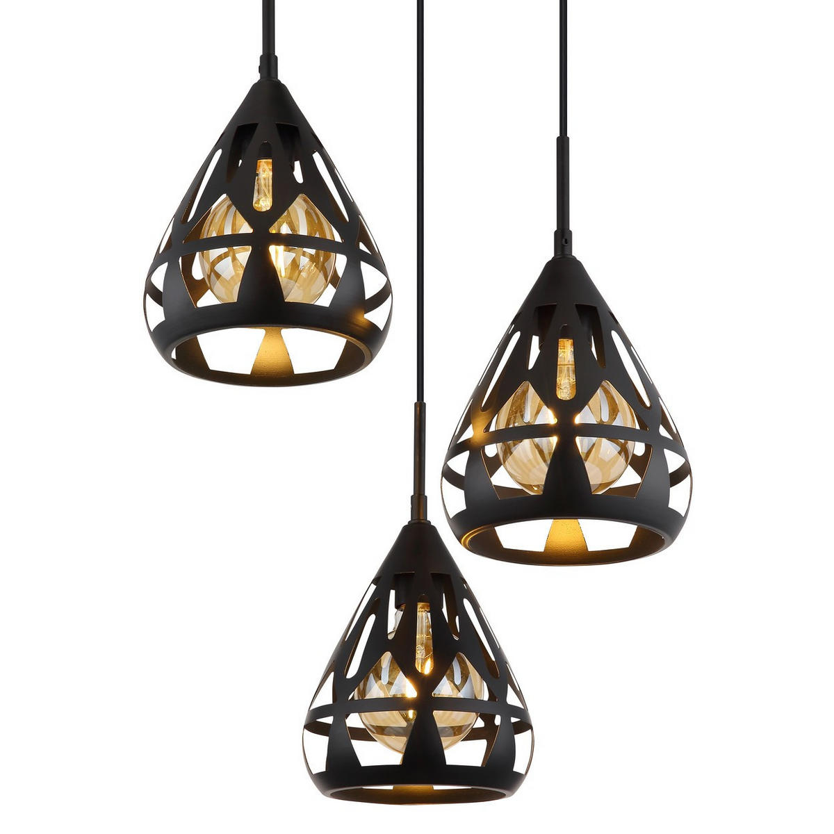 PENDELLEUCHTE Metall Schwarz 3-Flammig - Schwarz, Metall (41/41/120cm) - Globo Lighting