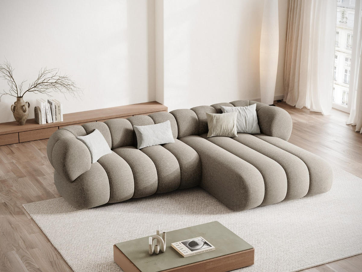 ECKSOFA Koge aus Chenille-Stoff dunkelbeige 5 Sitzplätze - Mokka, Textil (165/270cm) - Cosmopolitan Design