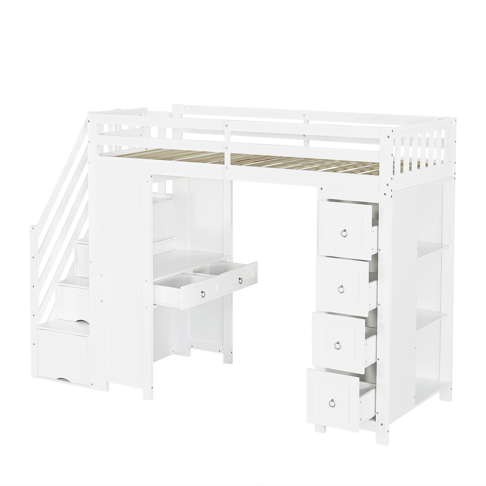 HOCHBETT 90/200 cm DE-32730 mit Lernbereich und Stauraum Weiß - Weiß, Holzwerkstoff (90/200cm) - ComfortXL