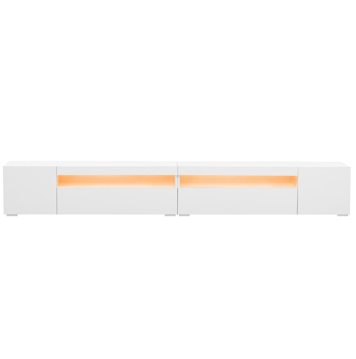 NÍZKÁ komoda z MDF, 240/35,5/38,5 cm bílý, s variabilním LED osvětlením - bílá, kompozitní dřevo (240/35.5/38.5cm) - BEAOK