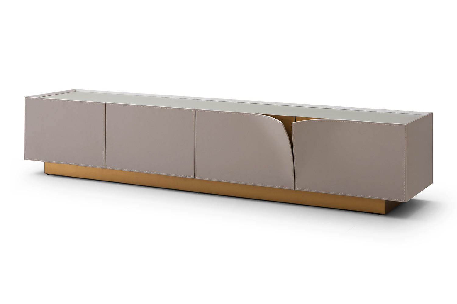 LOWBOARD EMMA Grau Holz - Messingfarben/Braun, Holzwerkstoff/Metall (200/42/42cm) - KAWOLA