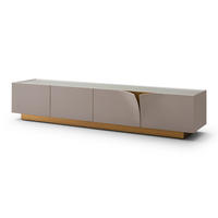 LOWBOARD EMMA Grau Holz - Messingfarben/Braun, Holzwerkstoff/Metall (200/42/42cm) - KAWOLA