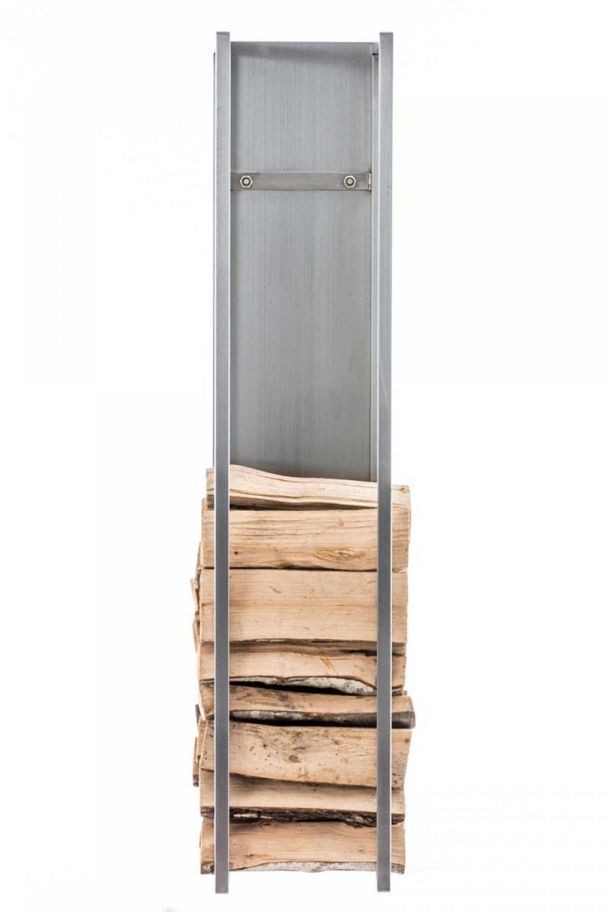 KAMINHOLZREGAL 25/25/80 cm Metall edelstahl - Edelstahlfarben, Metall (25/80/25cm) - CLP