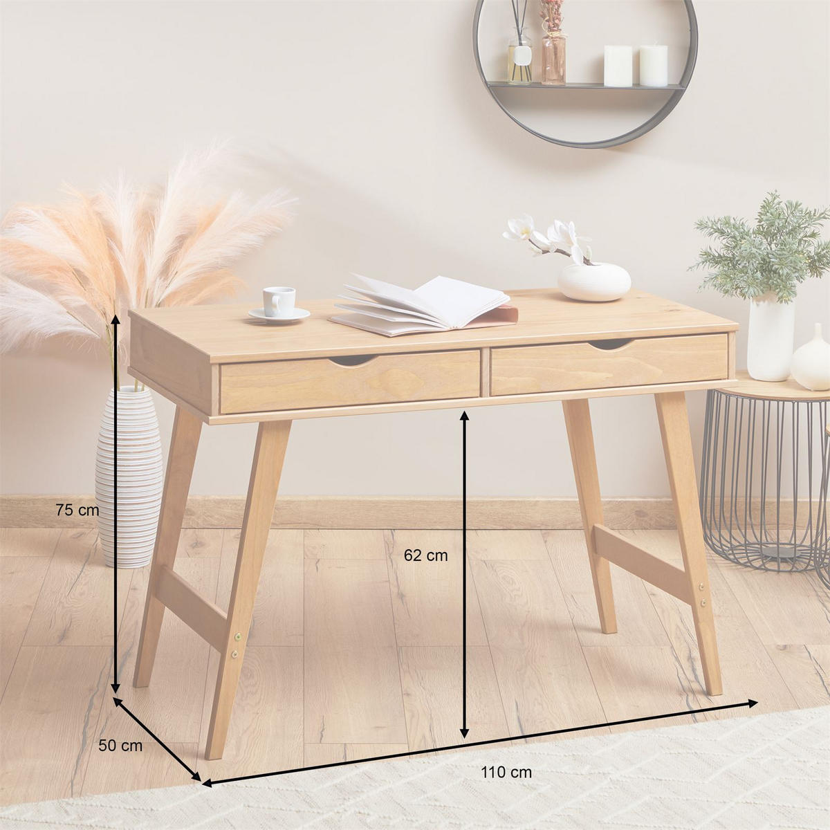 SCHREIBTISCH MILO braun - Braun, Holz (50/110/75cm) - IDIMEX