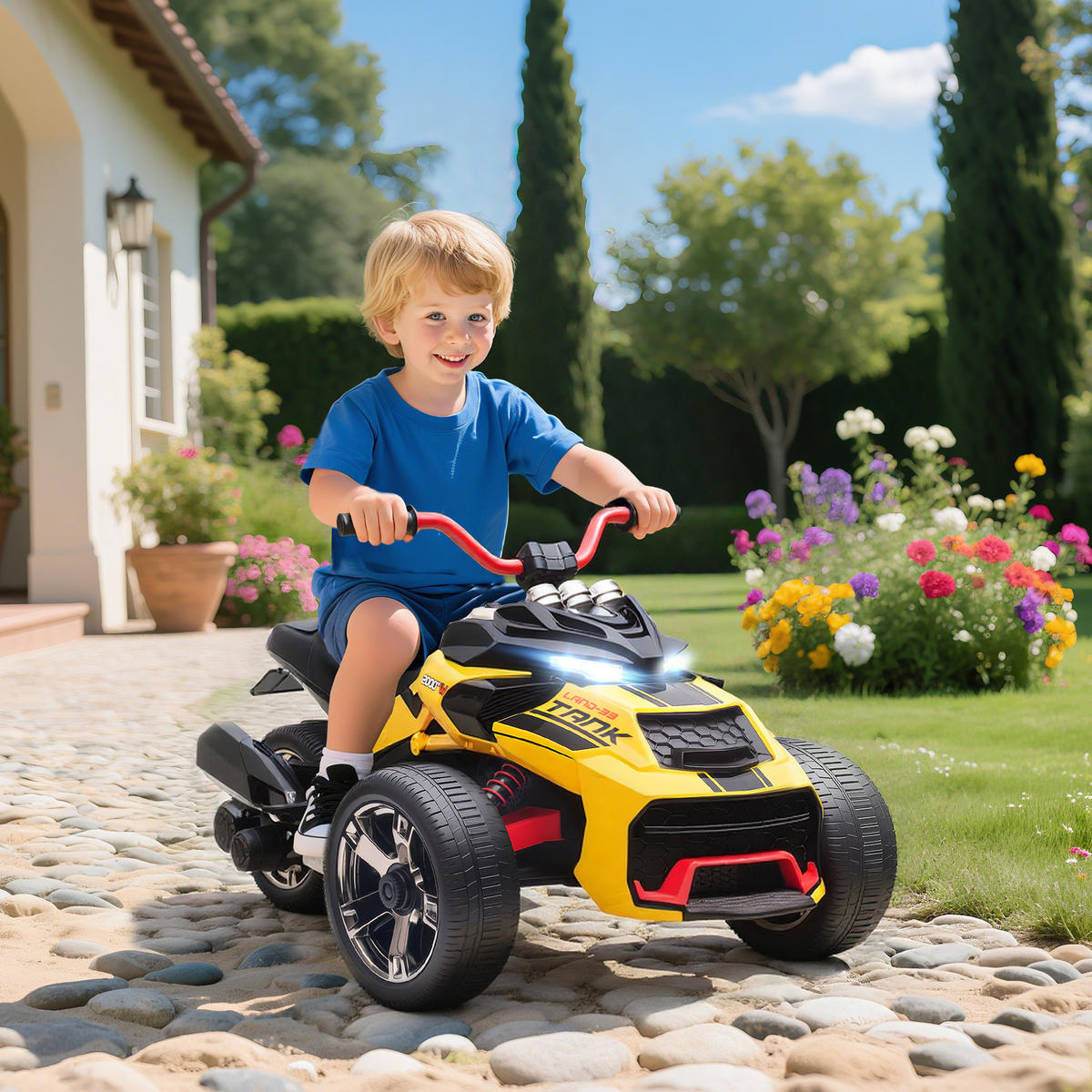 KINDER-ELEKTROQUAD 12V Kinderquad mit 3 Rädern, 2 Geschwindigkeiten, Gelb - Gelb, Kunststoff (113/74/63cm) - AIYAPLAY