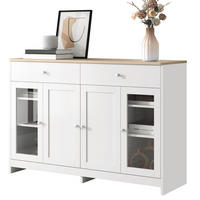 SIDEBOARD aus MDF 120x37x80 cm Weiß und Holzfarbe mit 2 Schubladen und 4 Türen - Weiß, Holzwerkstoff (120/80/37cm) - IVMEU