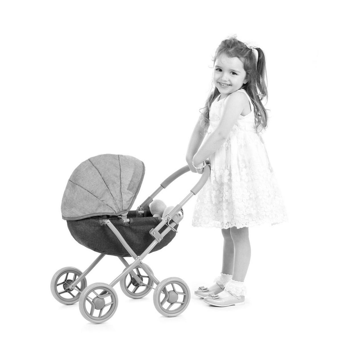 PUPPENWAGEN Daisy pink Sonnendach, vier große Räder, klappbar, 100% Polyester, ab 3 Jahren - Rosa, Metall (35/56/56cm) - Chipolino