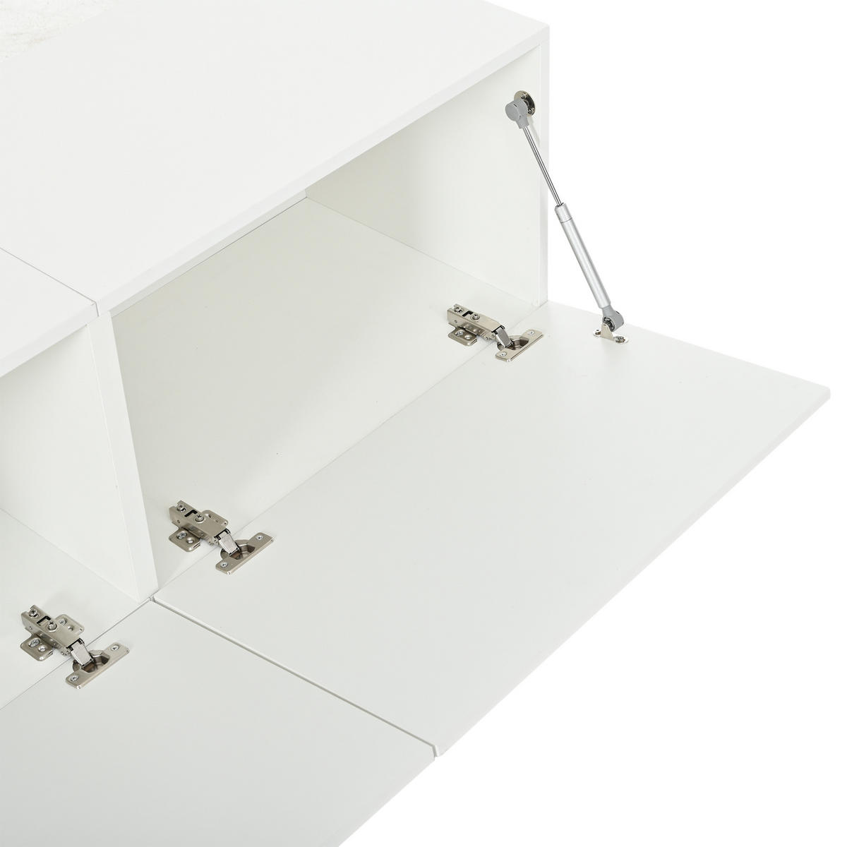 LOWBOARD in Weiß TV-Ständer mit Klapptüren für Fernseher um die 80 Zoll, B180/T40/H48 cm - Schwarz/Weiß, Holzwerkstoff/Metall (180/48/40cm) - STILVORA
