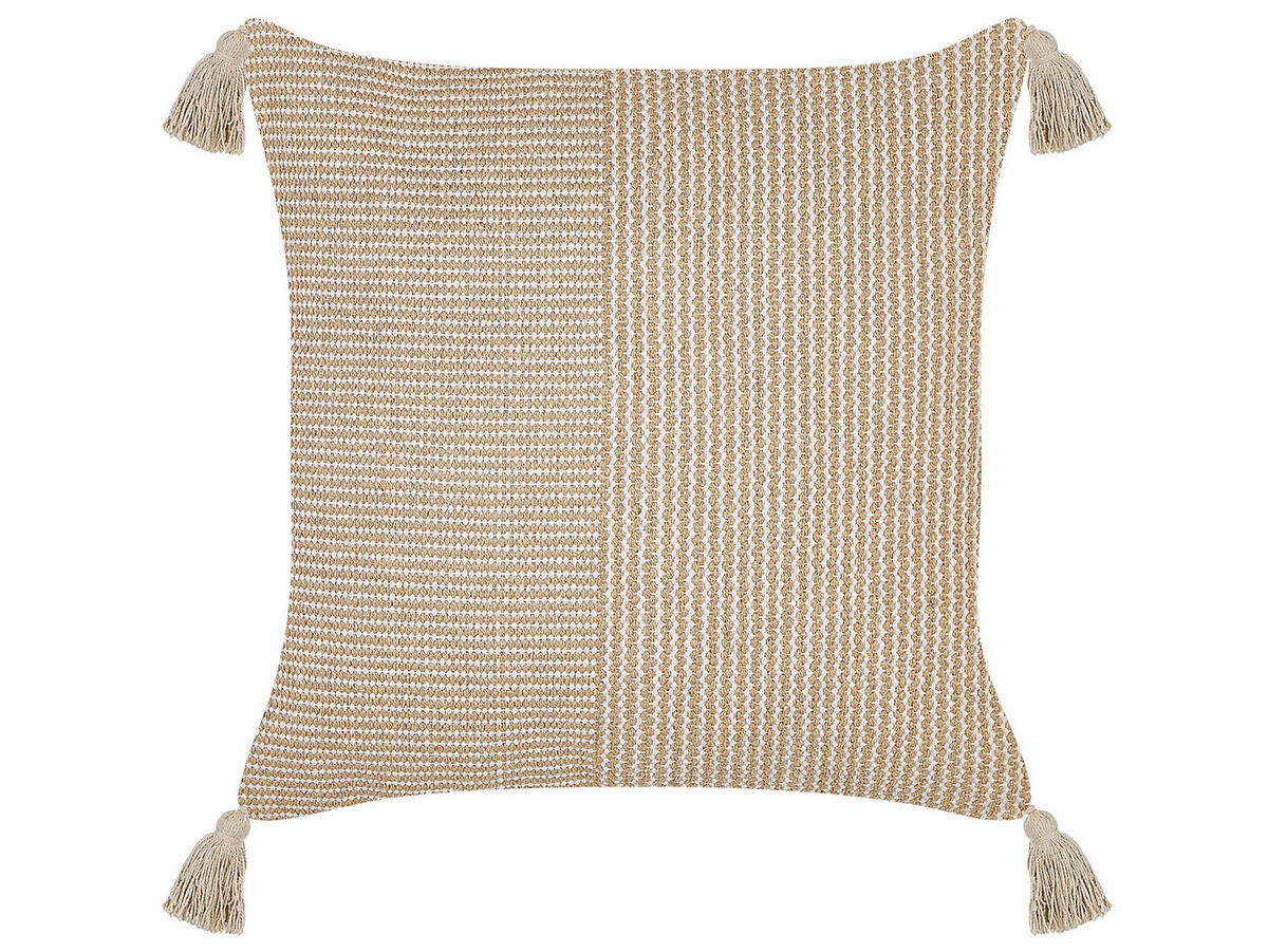 DEKOKISSEN Beige 45/45 cm Aralia - Beige, Naturmaterialen/Textil (45/45cm) - Beliani