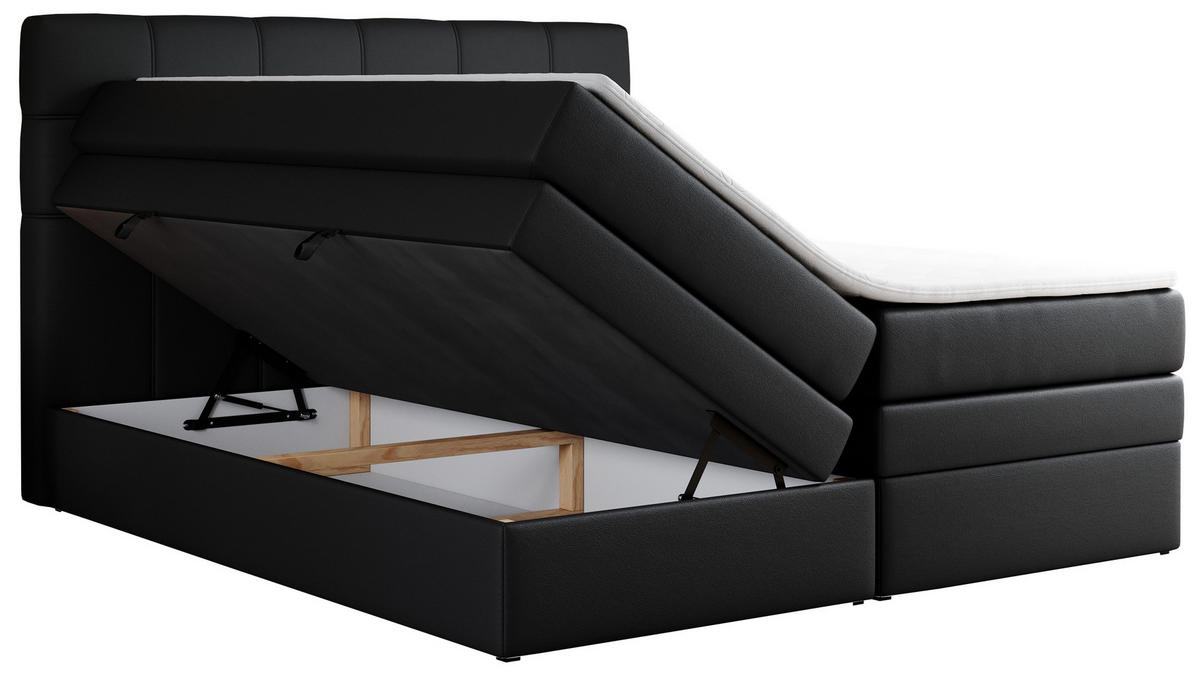 BOXSPRINGBETT ERNI KING 180/200 Schwarz Kunstleder - H3 - Schwarz, Holz/Textil (180/200cm) - MKS